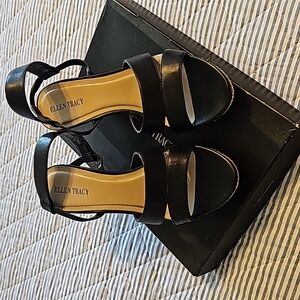 Ellen Tracy wedge sandals black